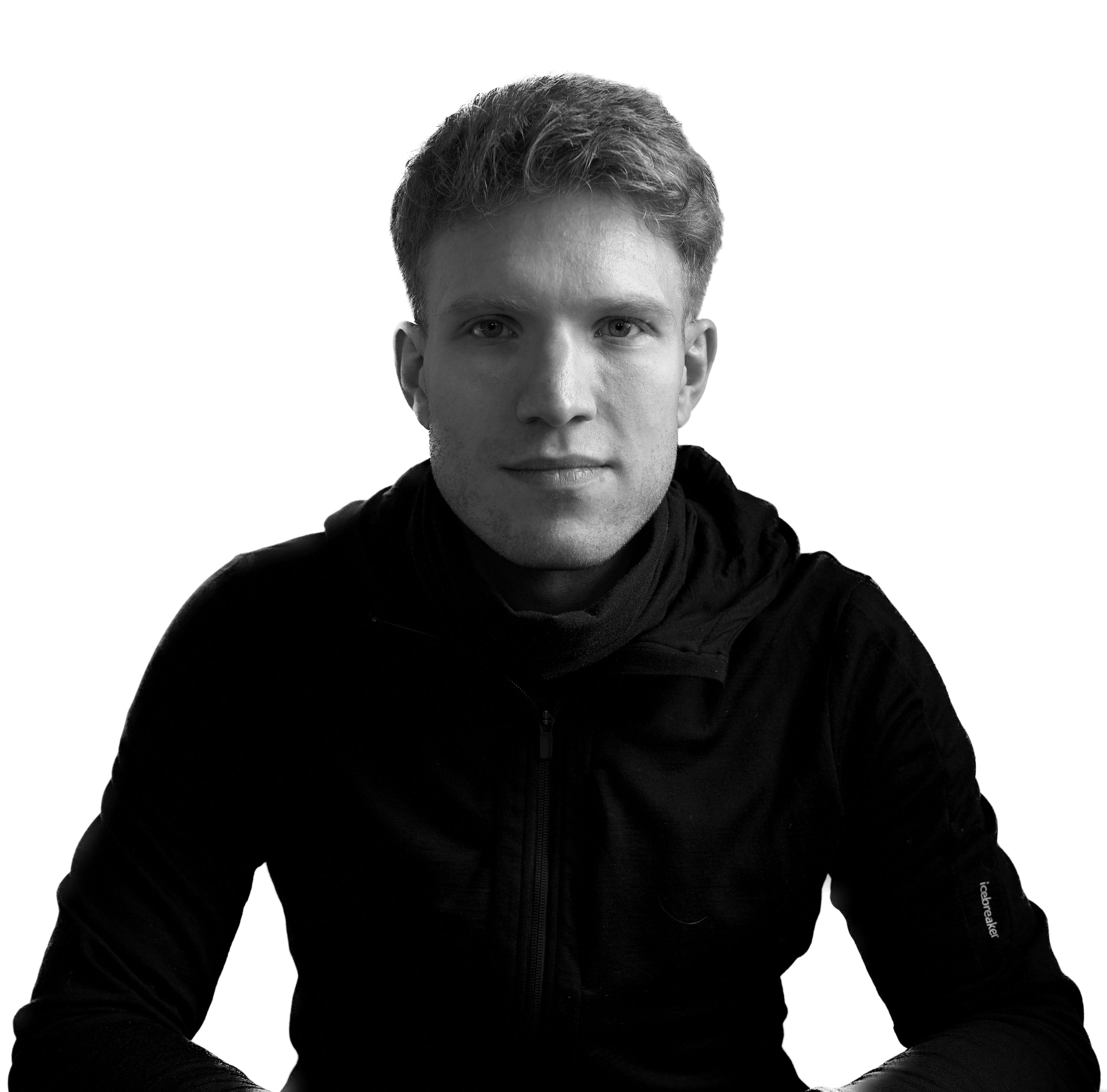 Black and white portrait of Eric Isensee